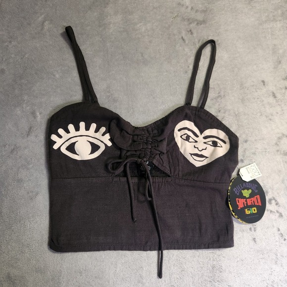 Billabong Tops - New Billabong x Mami Wata So Adorable Cami Crop Top XS Off Black Surf Africa Art